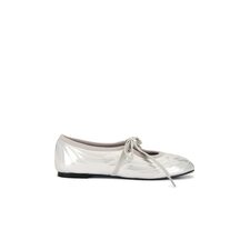 JW PEI Erika Topstitching Lace-Up Ballet Flats in Silver | REVOLVE