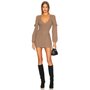Michael Costello x REVOLVE Malina Deep V Neck Knit Dress in Taupe | REVOLVE