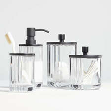 View Ribbed Black Glass Bath Accessories - image 1 of 2
