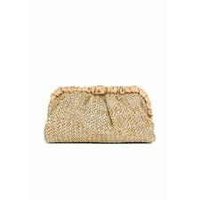 olga berg Amalia Pleated Woven Clutch in Natural | REVOLVE