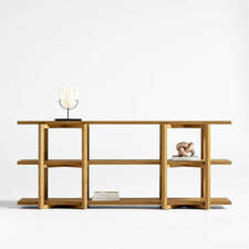 View Thomas 80" Barley Oak Wood Open Media Console - image 1 of 6