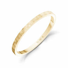 1.5mm 18K Gold Brushed Thin Flat Hammered Wedding Band