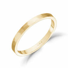 2mm 18K Gold Brushed Hammered Wedding Band