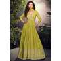 Apple Green Soft jacquard Silk Embroidered Anarkali Dress With Dupatta