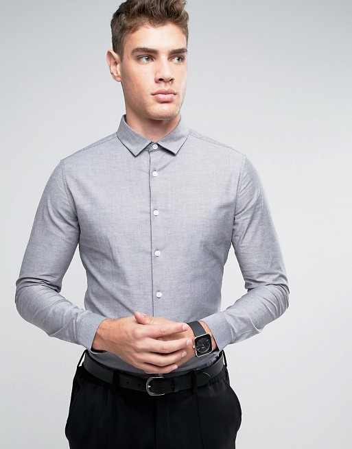 Smart Skinny Oxford Shirt In Gray | Shoplinkz, Menswear | Shoplinkz