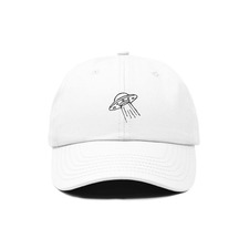 Dalix UFO Embroidered Adjustable Dad Cap, Main, color, White