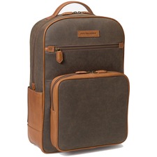Johnston &amp; Murphy Rhodes Cotton Canvas &amp; Leather Backpack, Main, color, Brown Antique Cotton/ Tan Full