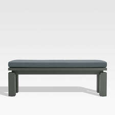 View Walker Metal Outdoor Dining Bench with Haze Grey Sunbrella ® Cushion - image 1 of 6
