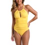 Island Goddess High Neck One-Piece Swimsuit, Main, color, Pineapple