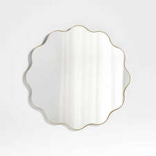 View Waveland Brass Metal 30" Round Scalloped Wavy Wall Mirror - image 1 of 8