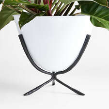 View Emery 18" x 18" Low Black and White Metal Indoor/Outdoor Planter - image 1 of 5