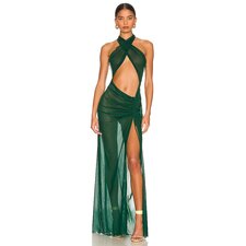 Kim Shui Mesh Wrap Gown in Green | REVOLVE