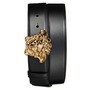 Versace Medusa Head Leather Belt, Main, color, Black-Versace Gold