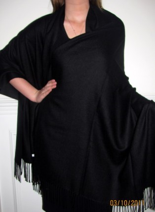 Black 4 Ply Cashmere Shawl ...