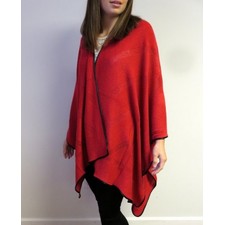 Red Ruana Day & Evening Wrap - Ruana Cape Wraps - Winter Shawls Ruana Wraps
