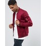  Muscle Fit Bomber Jacket With Sleeve Zip in Burgundy