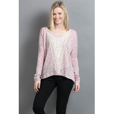 Trim Hacci Knit Two-Toned Long Sleeve Top