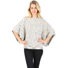 Ivory Sweater Knit Boat Neck Batwing Top