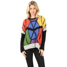 Knit Round Neck Cobweb Print Sleeves Top Price