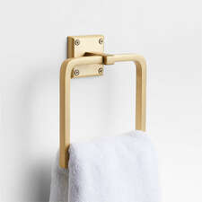 View Square Edge Brushed Brass Bathroom Hand Towel Ring - image 1 of 5