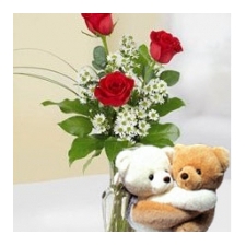 Beautiful Red Rose with Teddy Bear - Affordable Price - Flowers Delivery Manila