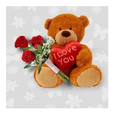BEAUTIFUL RED ROSES WITH STYLISH TEDDY BEAR - BEST PRICE