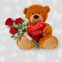 BEAUTIFUL RED ROSES WITH STYLISH TEDDY BEAR - BEST PRICE