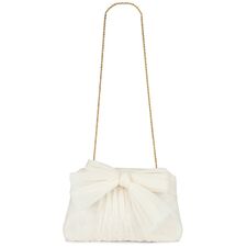 Loeffler Randall Rayne Pleated Bow Clutch in Pearl | REVOLVE