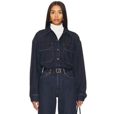 AGOLDE Gwen Slice Shirt in Rinse | REVOLVE