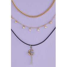 Celestial Sword Black Cord Necklace Set closeup