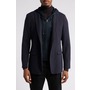 John Varvatos Textured Stretch Wool Blend Sport Coat with Removable Hooded Bib, Main, color, Navy