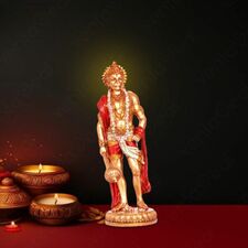 10" Lord Hanuman Ji Murti | Standing Hanuman Ji Statue | Resin Hanuman Idol Perfect for Pooja Room