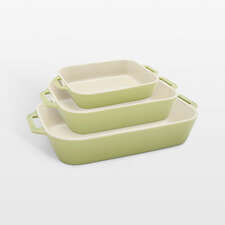 View Staub Macaron Light Green 3-Piece Rectangular Stoneware Baking Dish Set - image 1 of 7