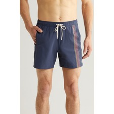 Marine Layer Saturday Stripe Elastic Waist Sport Shorts, Main, color, Mood Indigo Stripe