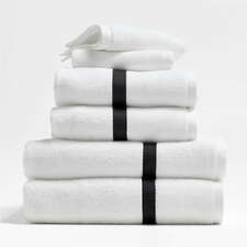 View Tuxedo Stripe Organic Cotton Ink Black Bath Towels, Set of 6 - image 1 of 4