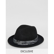  Reclaimed Vintage Fedora Hat Black
