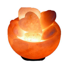 Himalayan Salt Lamp – Prosperity Bowl with Heart Shaped Salt Crystals