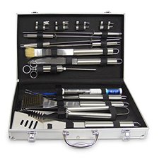 COMPLETE PREMIUM 21 pce GRILL SET with CASE from Aristocrat Homewares - Includes Meat Thermometer and Meat Injector Set- Nothing else to buy!