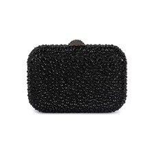 Casey Hot Fix Crystal Clutch, Main, color, Black/ Black