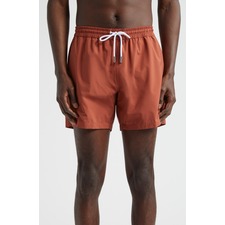 Thom Sweeney Mid Length Swim Trunks, Main, color, Rust