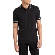 BOSS Parlay Tipped Cotton Polo, Main, color, Black