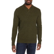 Schott NYC Waffle Knit Thermal Wool Blend Pullover, Main, color, Moss Green