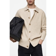 MANGO Button-Up Rib Cardigan, Main, color, Light/ Pastel Grey