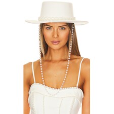 view 1 of 4 Pearl Embellished Hat in White