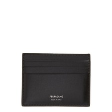 FERRAGAMO Classic Leather Card Case, Main, color, Nero