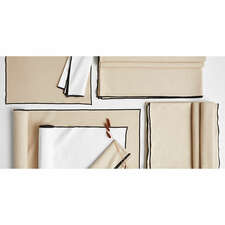 View Merrow Stitch Warm Natural  Organic Cotton Tablecloth 60"x120". - image 2 of 3