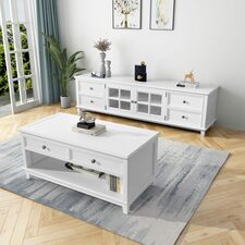 Hampton Ash Wood Coffee Table in White Finish JS804