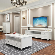 Beata White Coffee Table with 2 Drawers LS623