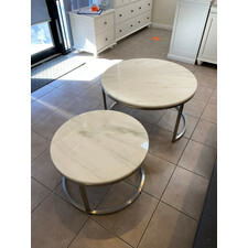 Natural Marble Coffee Table Top Set of 2 Round