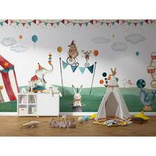 Playful Circus Animals Wall Mural